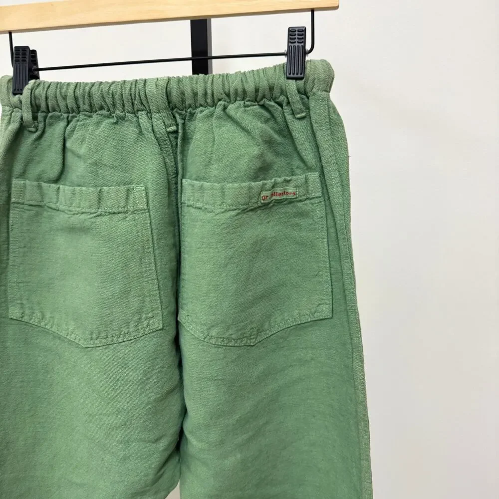 Dr. Collector's P38 Linen Cotton Basil Pants Medium NEW Green Relaxed Fit Rope
